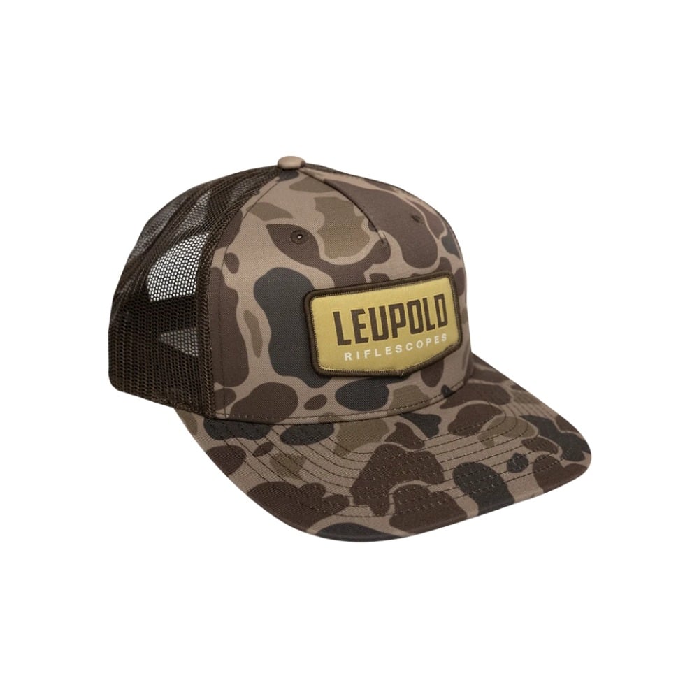 LEUPOLD DUCK CAMO TRUCKER HAT BROWN