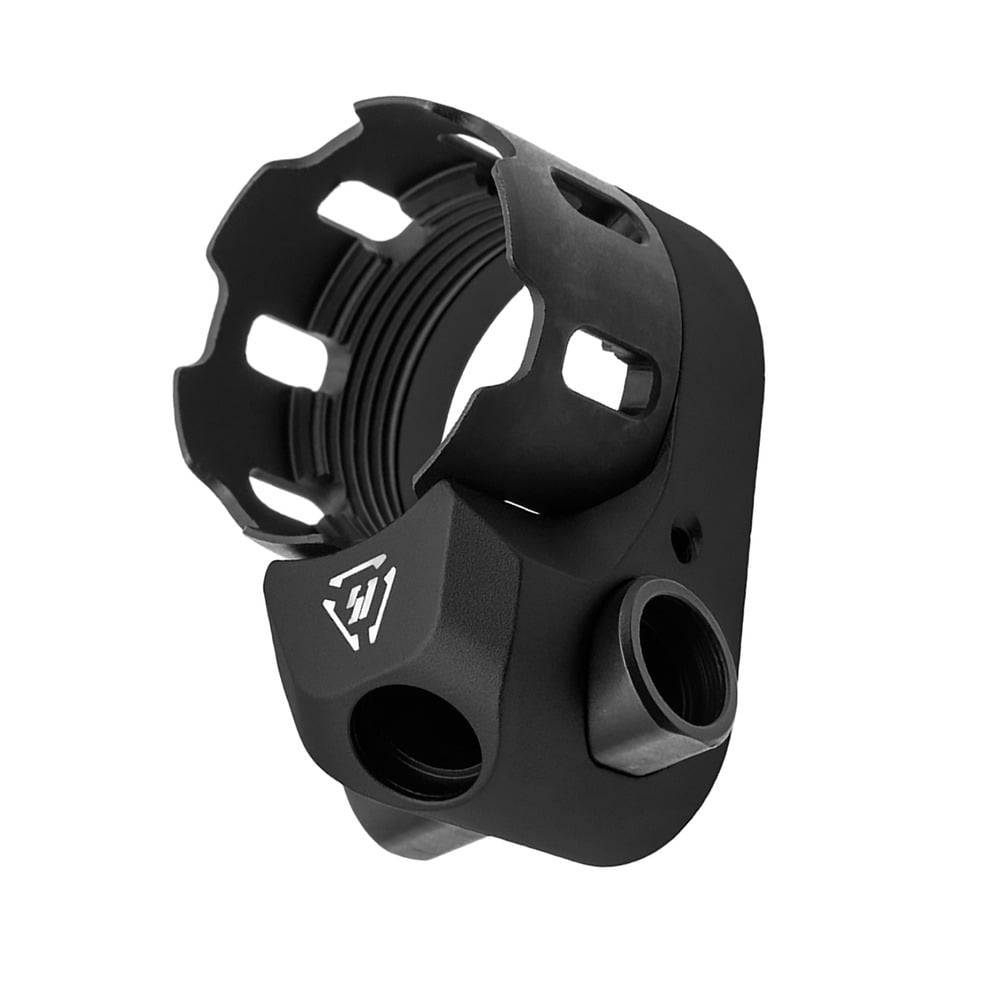 Strike Industries TRIBUS Enhanced Castle Nut & Extended End Plate Version 2 in Black