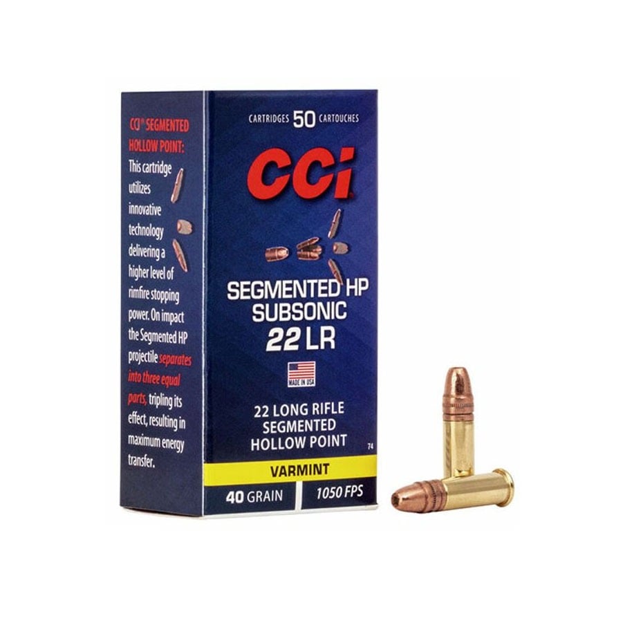 CCI 22 LR SEGMENTED HP SUBSONIC 40GR 1050FPS 50RNDS