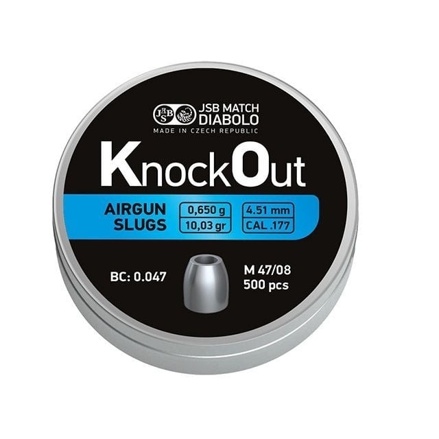 JSB KNOCKOUT SLUGS .177 – 0.650GRMS / 10.03GR / 4.51MM – 500 PC